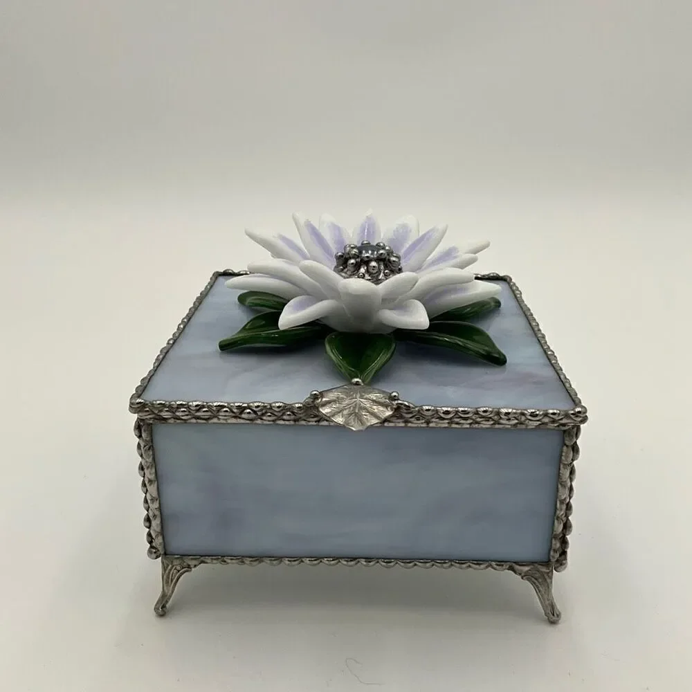 HANDCRAFTED Stained Glass Jewelry Box Keepsake Box
